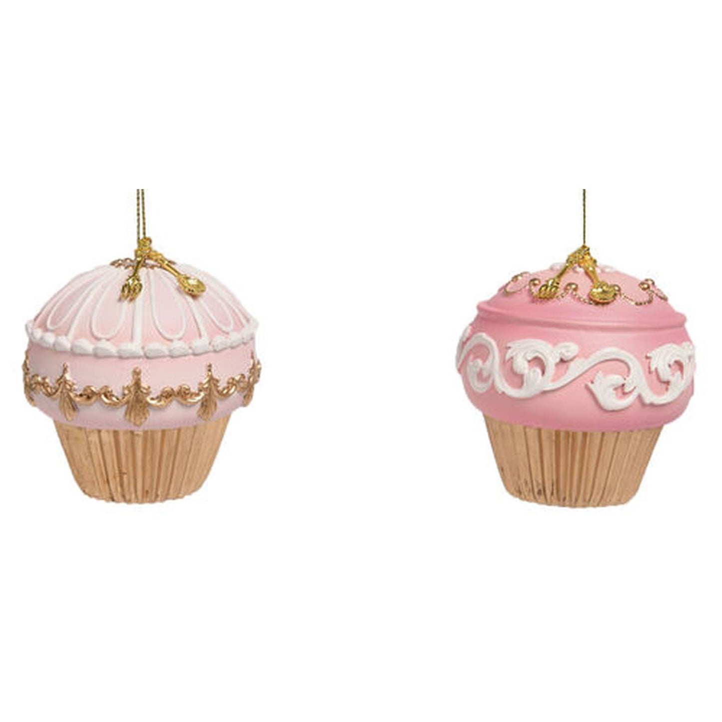 Nutcracker Sweet Shoppe Set Of 2 Assorted Pink Cupcake Ornaments