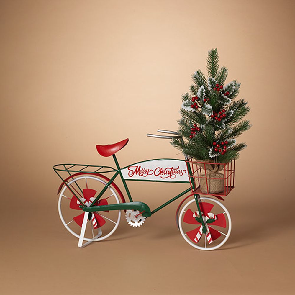 Gerson Company 28.35" Metal Holiday Bicycle W/ Decorative Tree
