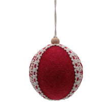 Load image into Gallery viewer, Vickerman 4&quot; Red And White Felt Snowflake Ball, 2 Pieces Per Unit