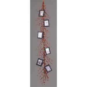 Your Heart's Delight Garland- Red Berries with Six Black Photo Frames, Red
