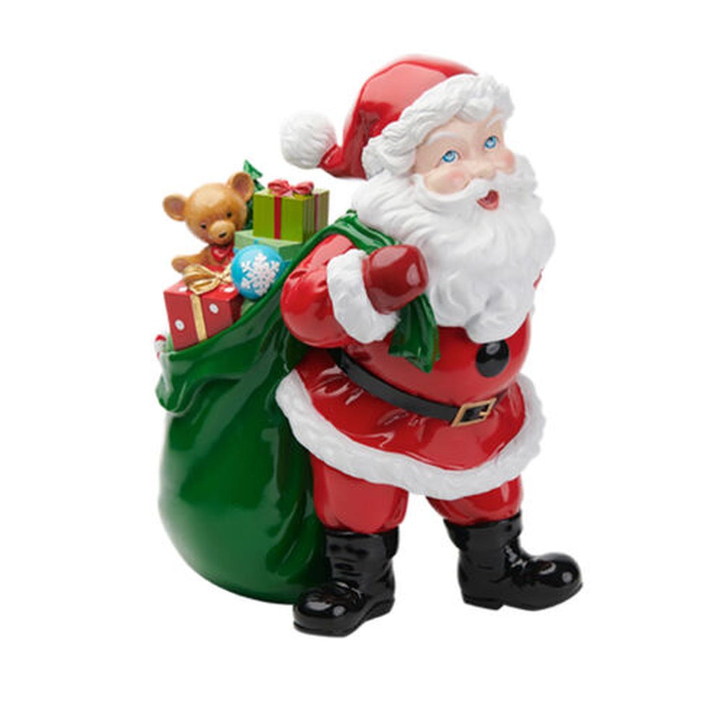 December Diamonds Christmas Carousel 15" Jolly Santa With Toy Bag Figurine