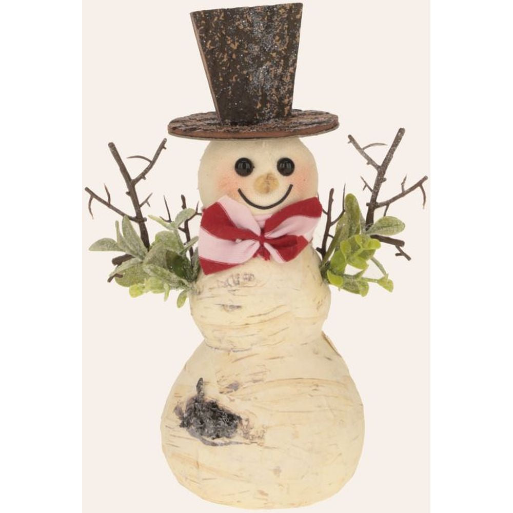 Mark Roberts Christmas 2023 Snowman With Peppermint Bow Figurine, Small 8''