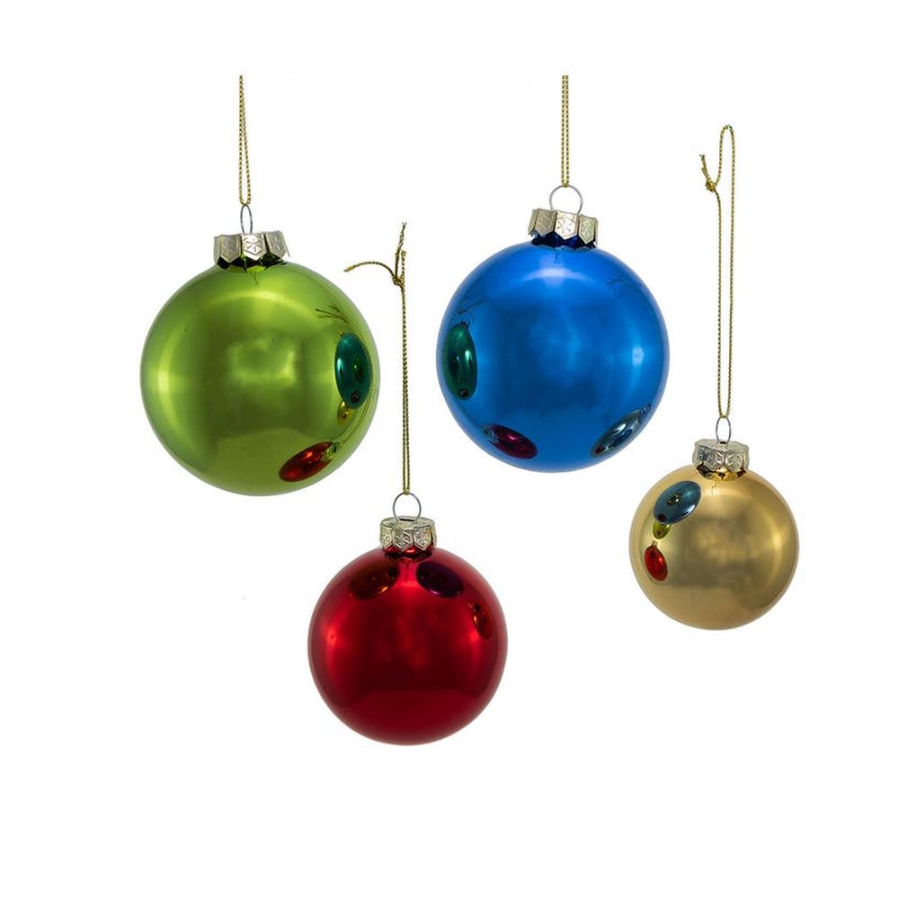 Kurt Adler Glass Shiny & Matte MultiColor Mixed 60MM - 80MM Ball Ornaments,20-Pc