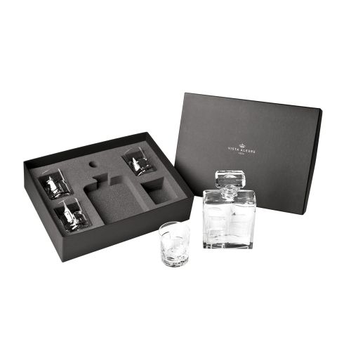 Portrait Case With Whisky Decanter And 4 Old Fashioned Glasses, 2"