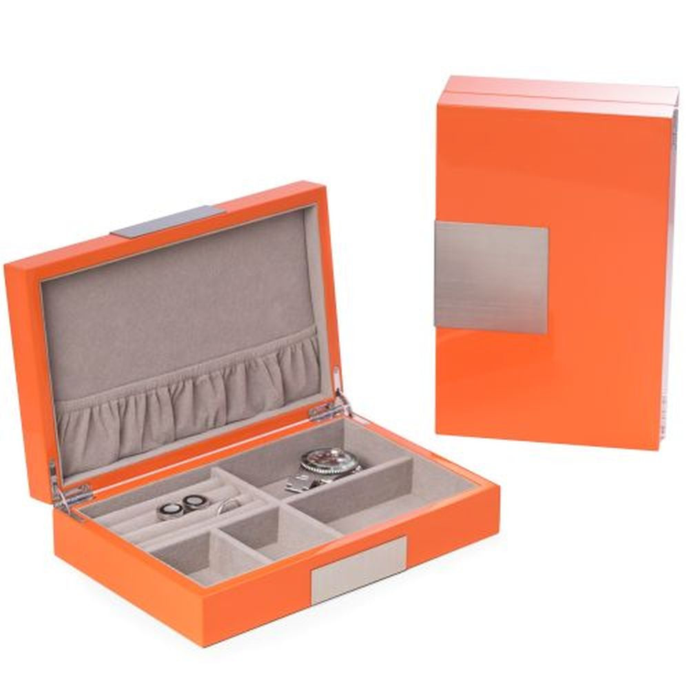 Bey Berk Lacquered  "Orange" Wood Valet Box