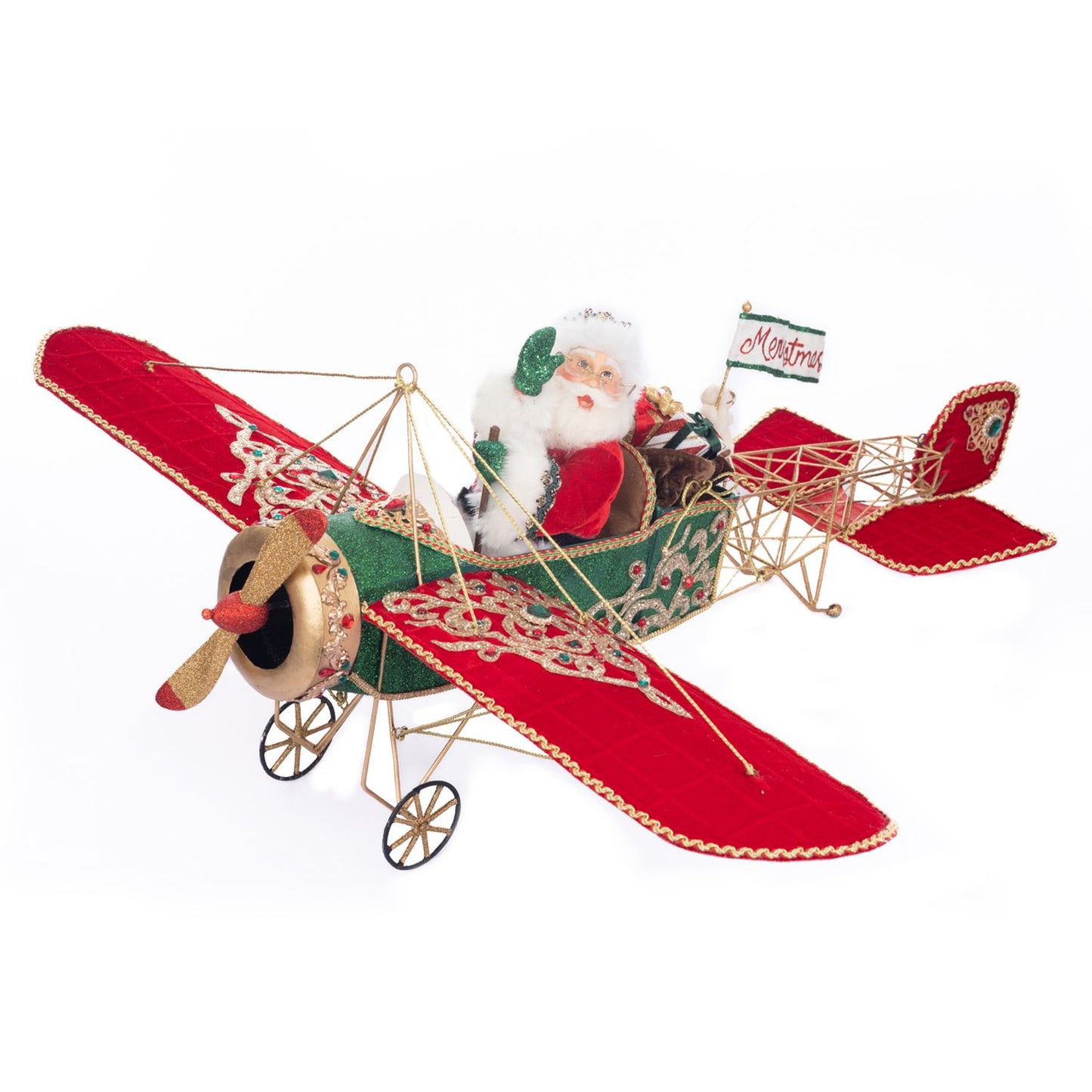 Katherine's Collection 2023 Christmas In The City 28"x12" Santa In Plane Figure Polyester