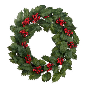 Goodwill Holly Leaf/Berry Wreath Green/Red 61Cm
