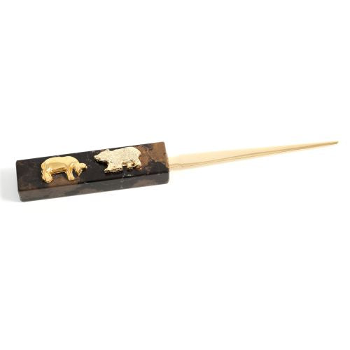 Stock Market Tiger Eye Marble With Gold Plated Letter Opener