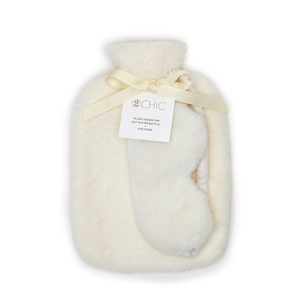 Me Time Hot Water Bottle With A Plush Vegan Fur Cover With Coordinating Eye Mask