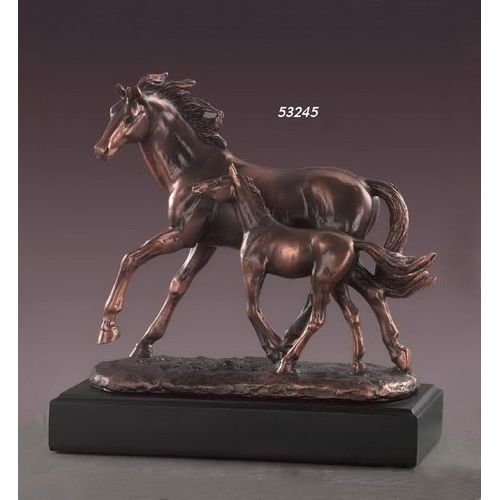 Treasure of Nature 9.5"x9" Mare With Foal Statue, Resin