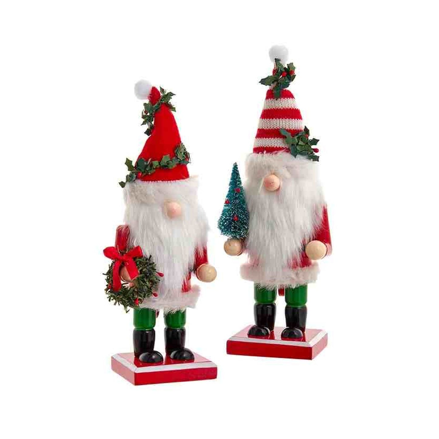 Kurt Adler 9" Christmas Gnome Nutcrackers, Set Of 2, Assortment