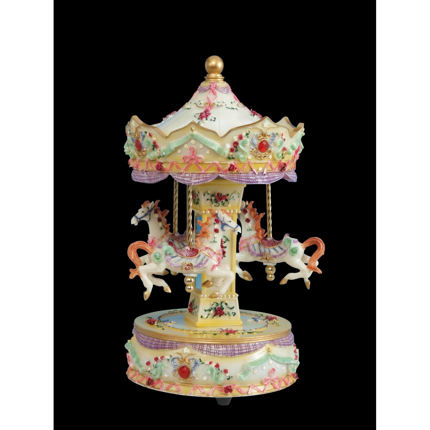 Musicbox Kingdom 9.1" Beige Carousel Turns To The Melody “Blue Danube”