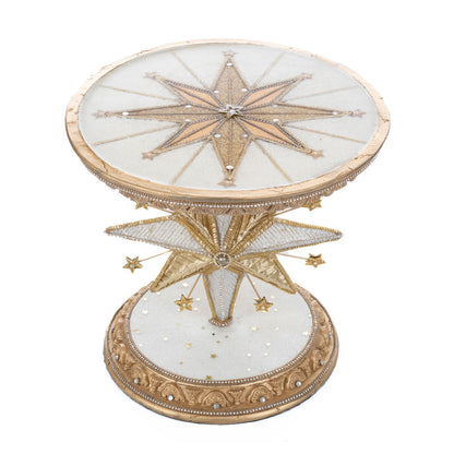 Katherine's Collection 2023 Bethlehem Star Cake Stand, 11x10 Inches, Gold/White Resin