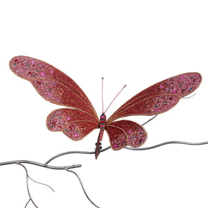Goodwill Beaded Glittered Butterfly On Clip Pink 53.5Cm