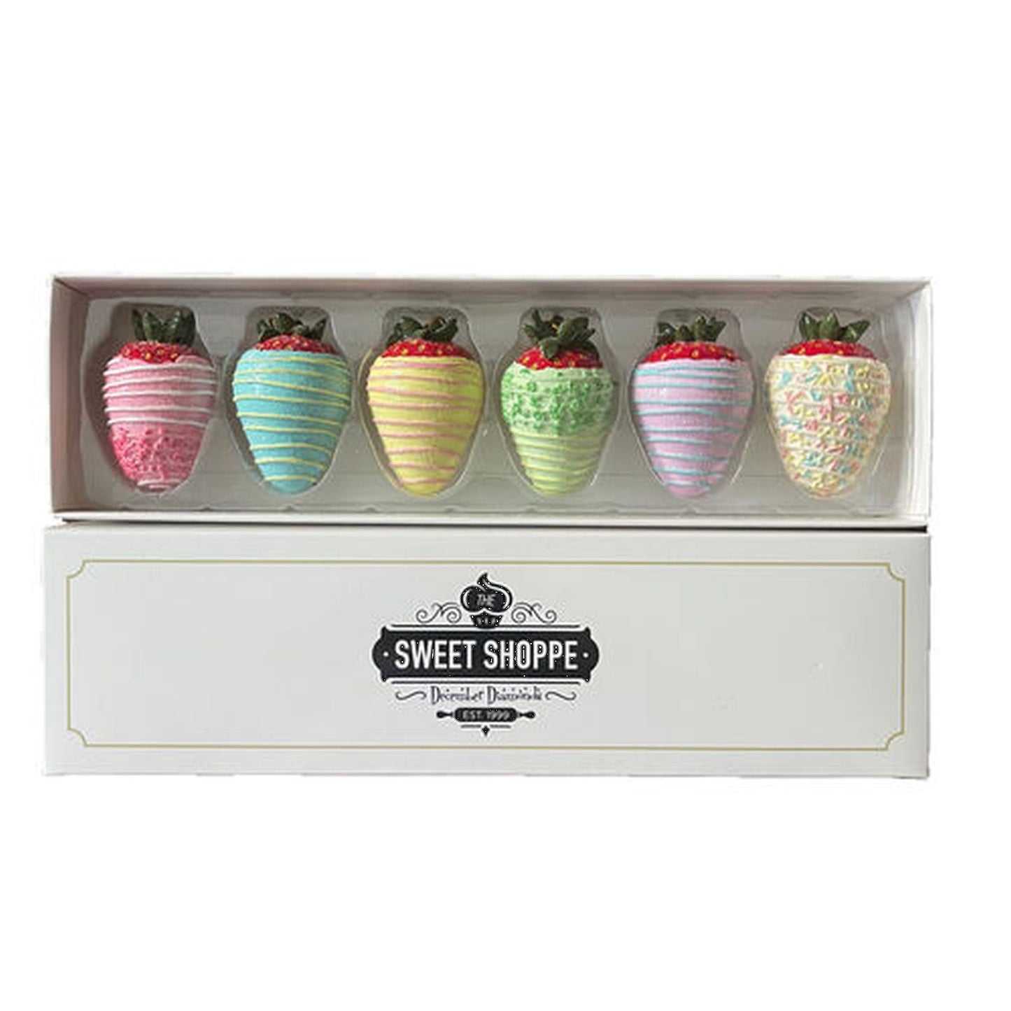 December Diamonds Cotton Candy - 6 Assortments Gift Boxed Straberry Ornament