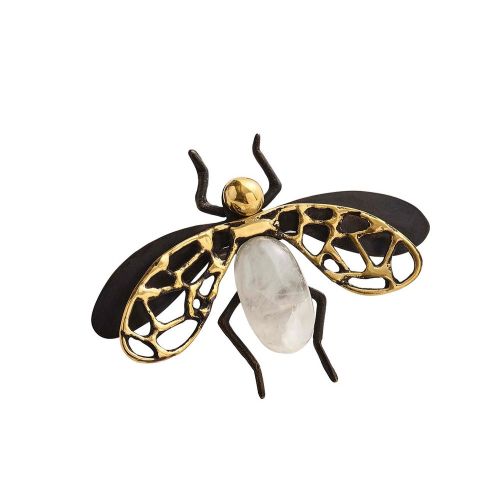 Kim Seybert Fly Away Napkin Ring, Set of 4, Black, Brass, 3" x 4"