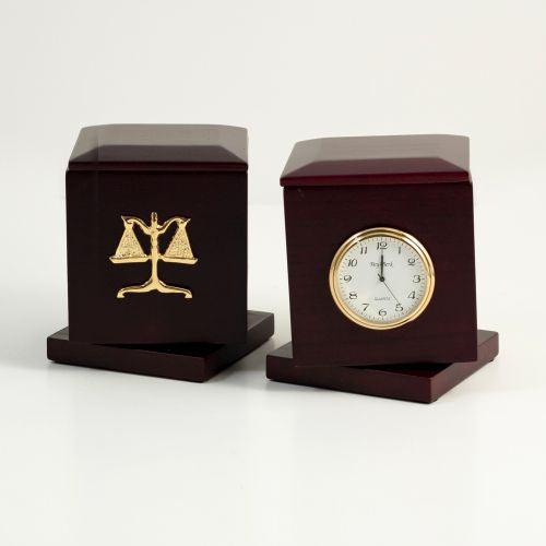 "Legal", Rosewood Rotating Pen Box With Two 2"X2" Frames by Bey Berk