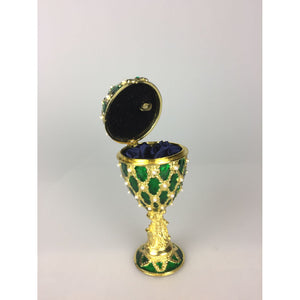 Musicbox Kingdom 5.3" Faberge Style Egg Green Melody Magic Flute.