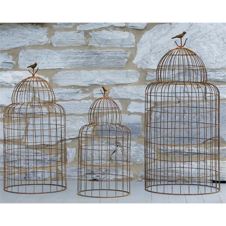 Your Heart's Delight Set of 3 Bird Cages - Vintage Rusty, Metal