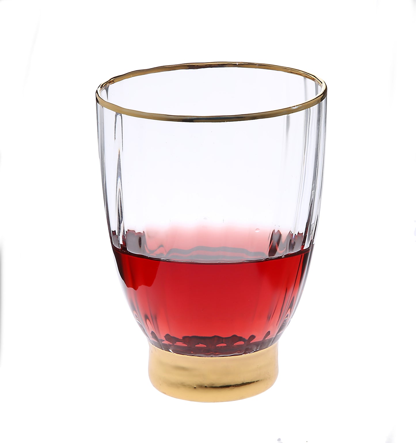 Classic Touch S/6 Straight Line Stemless Wine Glasses W/ Gold Base And Rim