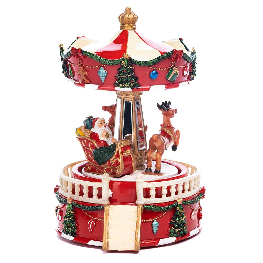 Goodwill Music Motion Santa Sleigh Carousel Two-tone Red/Gold 14.5Cm