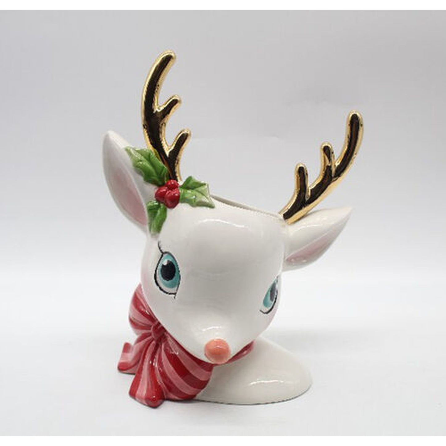 December Diamonds Christmas Carousel Retro Deer Head Vase