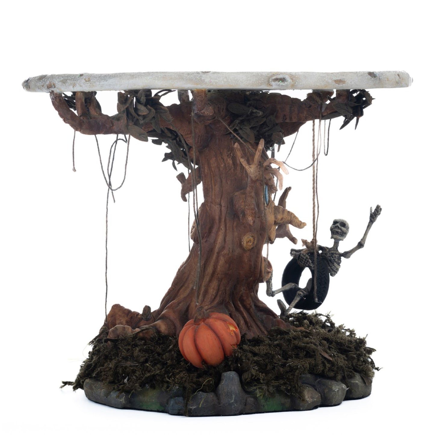 Katherine's Collection Halloween Hollow 11"x7" Tree Cake Plate, Brown/Green Resin