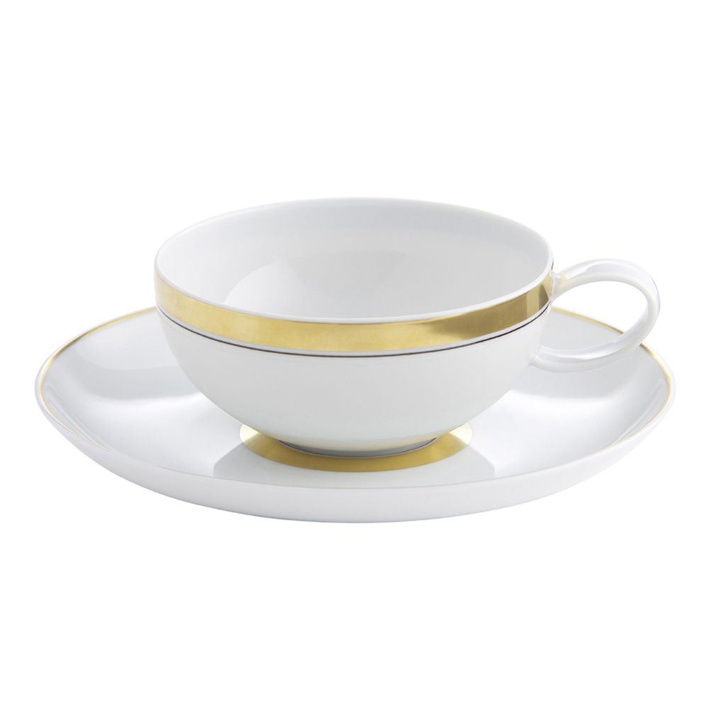 Vista Alegre Domo Gold Teacup and Saucer, Porcelain