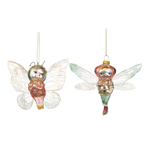 Goodwill Glass Butter/Dragonfly Fairy Ornament Pink 14Cm, Set Of 2, Assortment