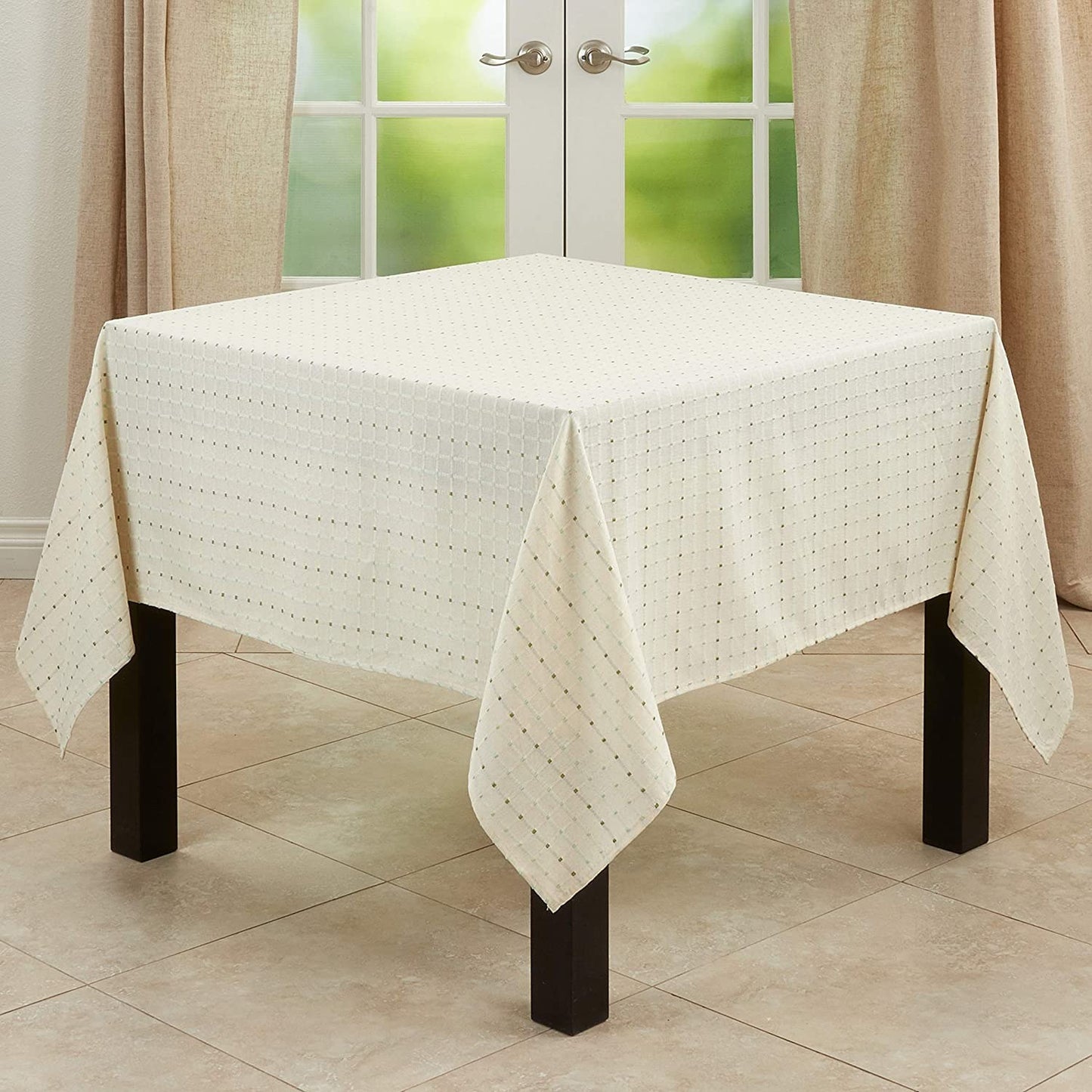 Saro Lifestyle Stitched Line Tablecloth 70" Square, White