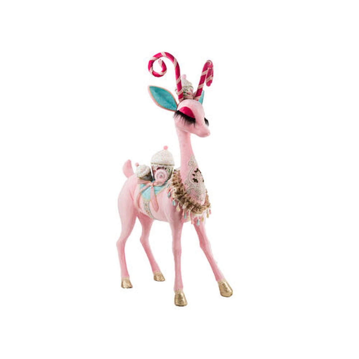 December Diamonds North Pole Sweet Shoppe 35" Pink Reindeer With Pattern Coat
