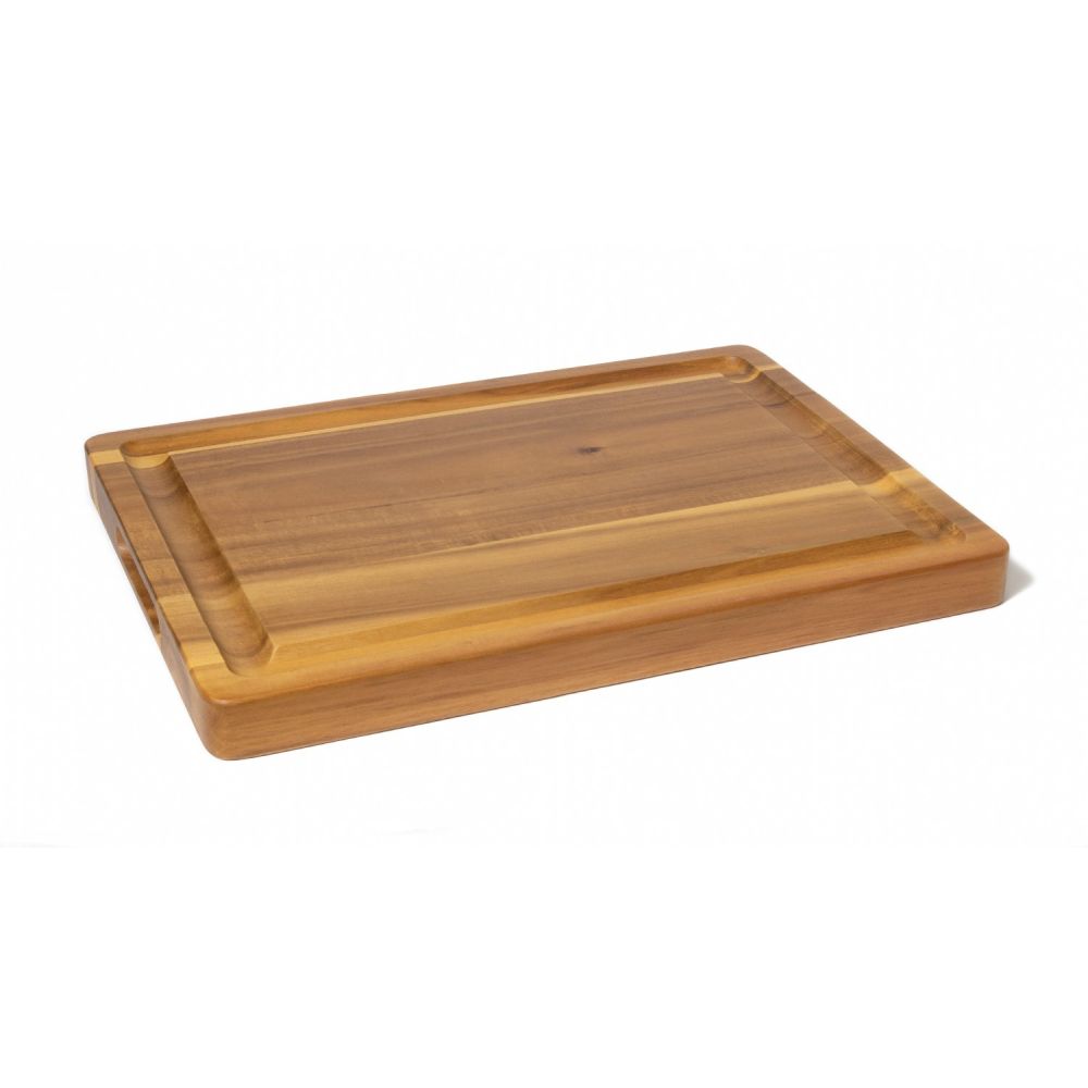 Lipper Acacia 1.5" Thick Carving Board With Deep Well & Inset Handles
