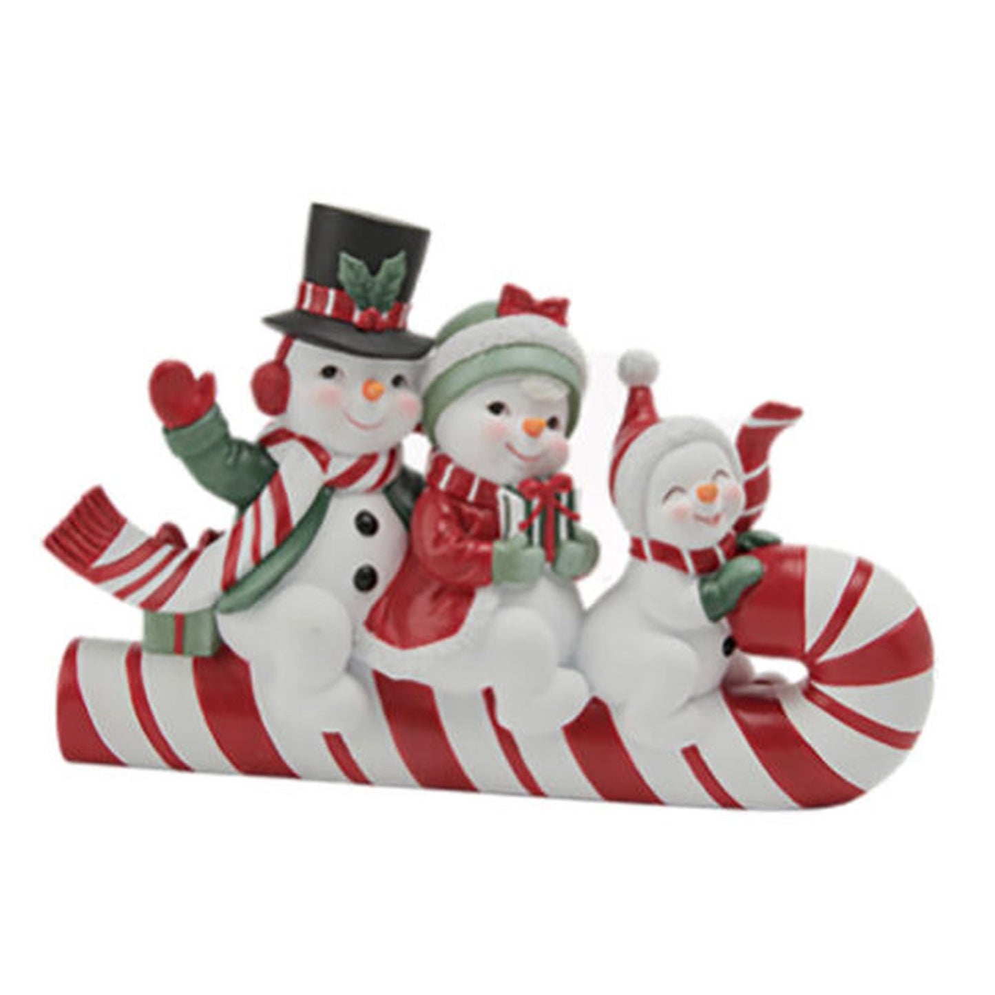December Diamonds Santa & Friends 8" Snowman Family On Sled Figurine