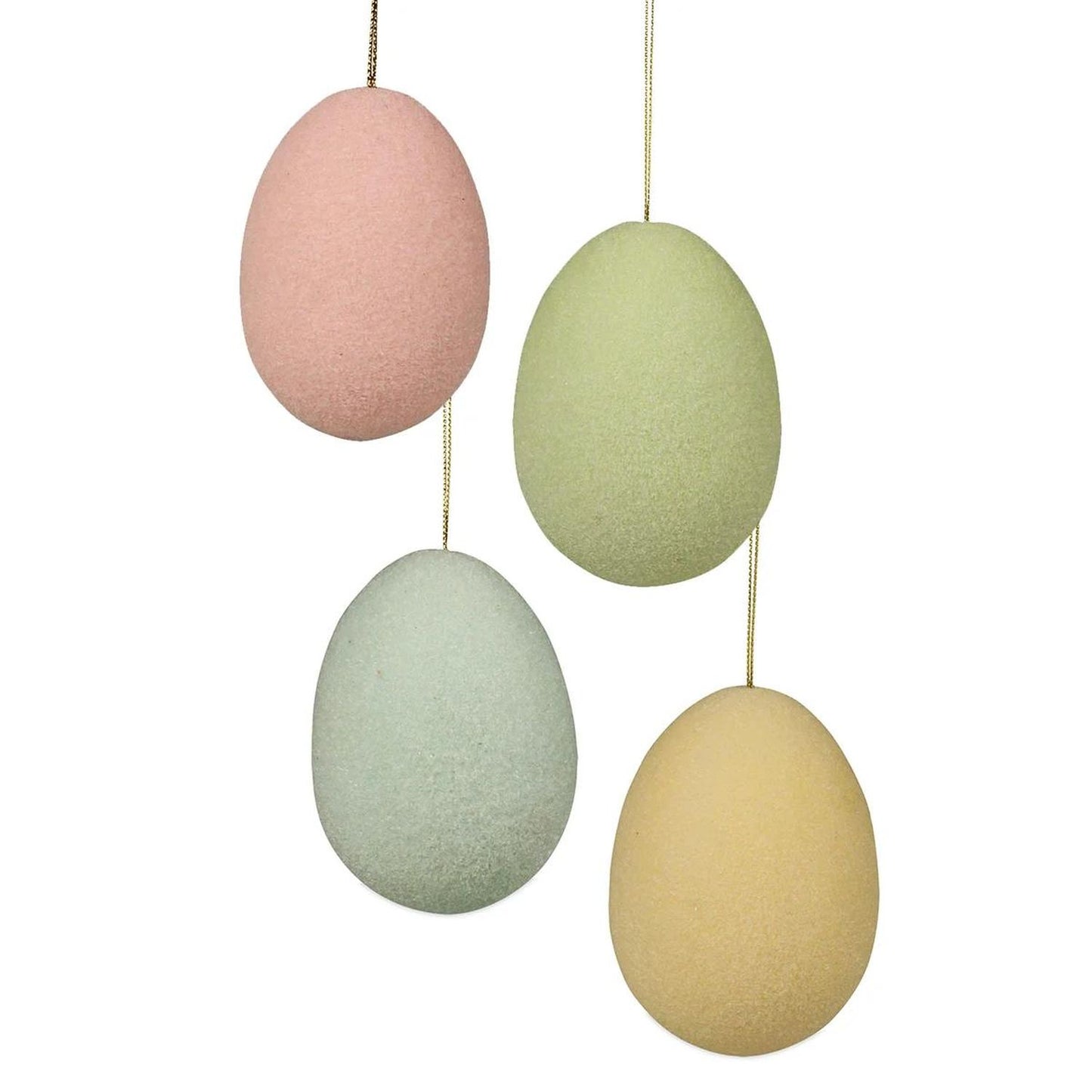 Bethany Lowe Spring Pastel Flocked Egg Ornament Large, Set Of 4, Assortment