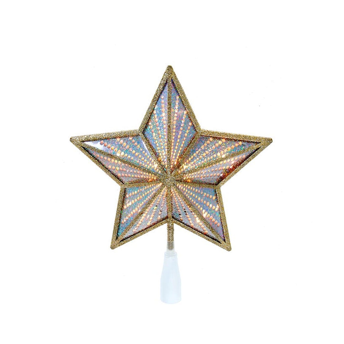 Kurt Adler 10-Inch Gold And Iridescent Lighted Star Tree Topper