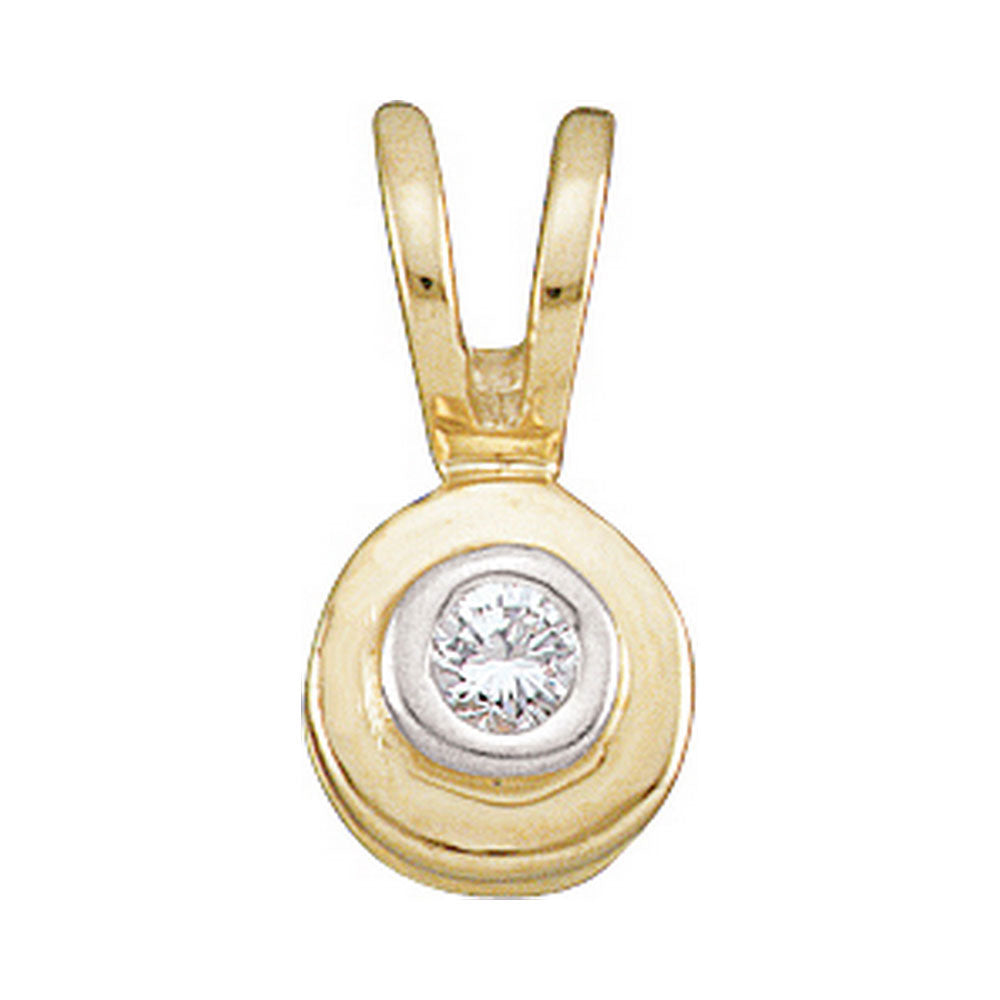 GND 10kt Yellow Gold Womens Round Diamond Solitaire Circle Pendant .03 Cttw