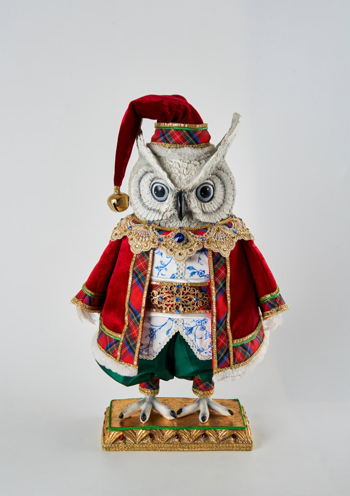 Katherine's Collection 2022 Sir Ollie Owl Tabletop Figurine, 16.5". White Resin