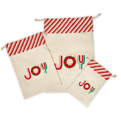 Merry And Bright 18-Pcs Reusable Gift Bag Assortment in 3 Sizes In 3 Designs