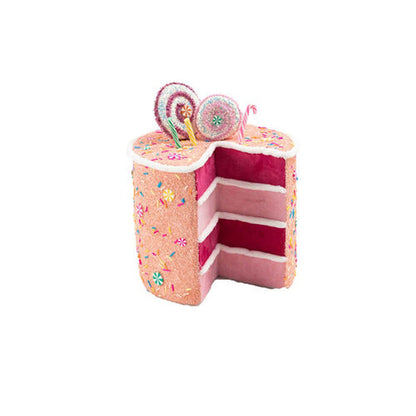 December Diamonds Snow Cream Shoppe 9.5" Orange Cake Slice Pink Layers Figurine