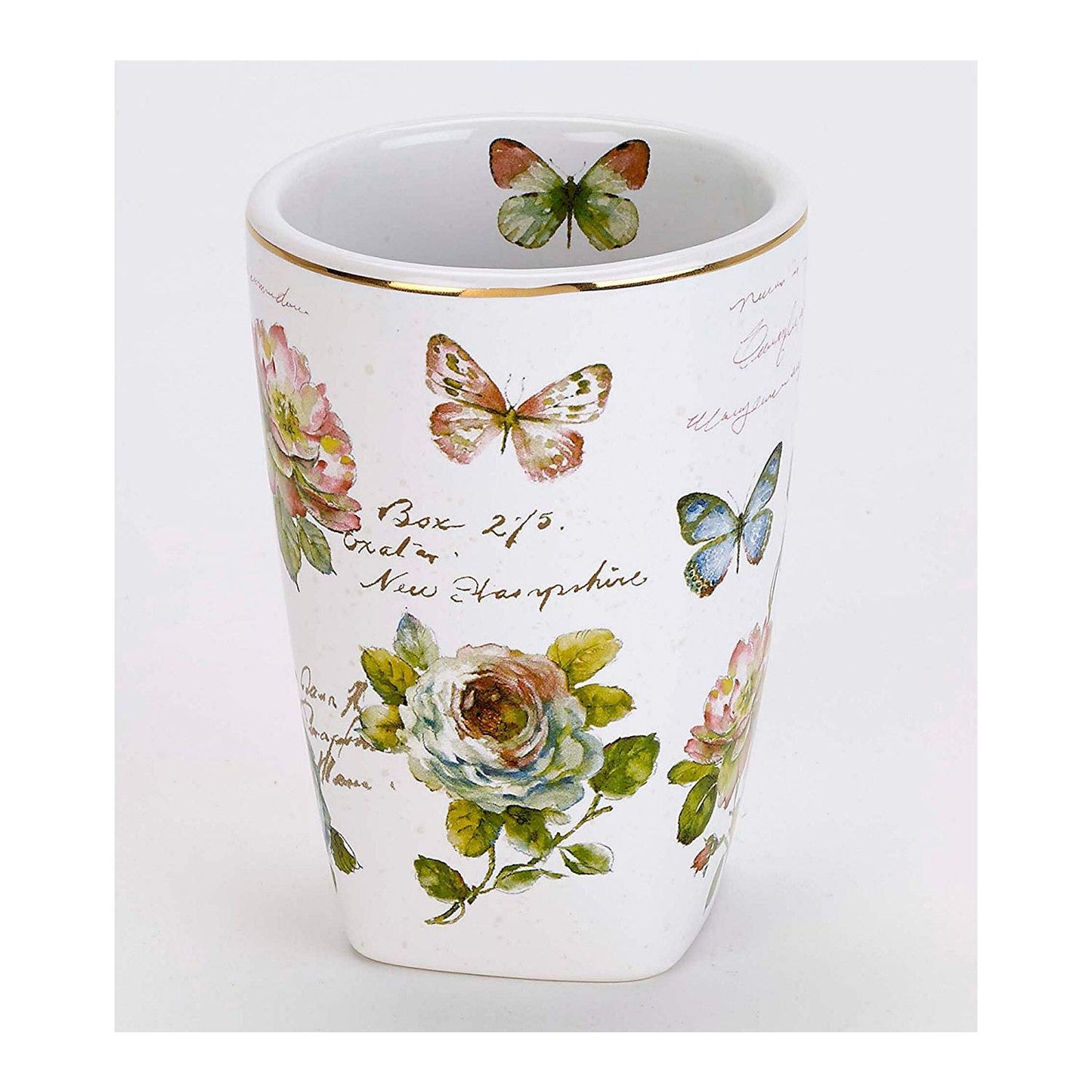 Avanti Linens Butterfly Garden Tumbler - White