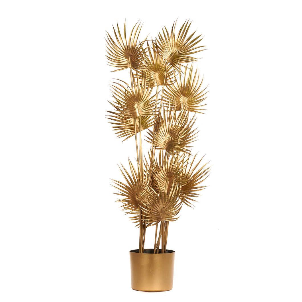 Goodwill Metallic Tropical Palm Leaves In Pot Two-tone Gold 85Cm