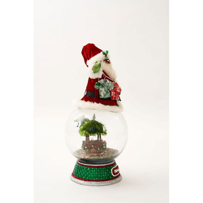 Katherine's Collection 2022 Kitschy Santa on Snowglobe, 19.25" Glass