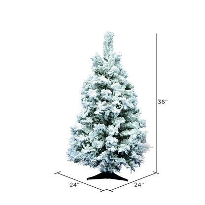 Vickerman 36" Flocked Alaskan Pine Artificial Christmas Tree, Unlit, PVC