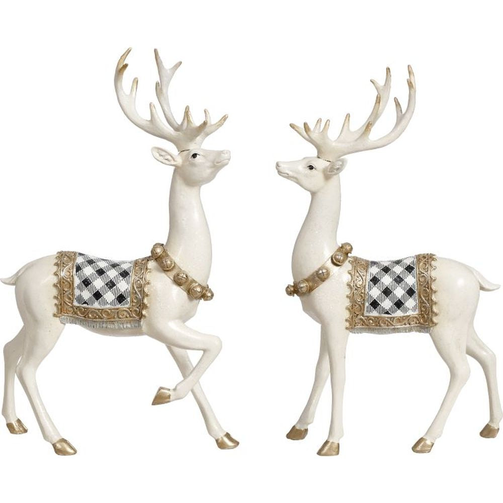Mark Roberts Christmas 2023 Elegant Plaid Deer Figurine 18'', Assortment of 2