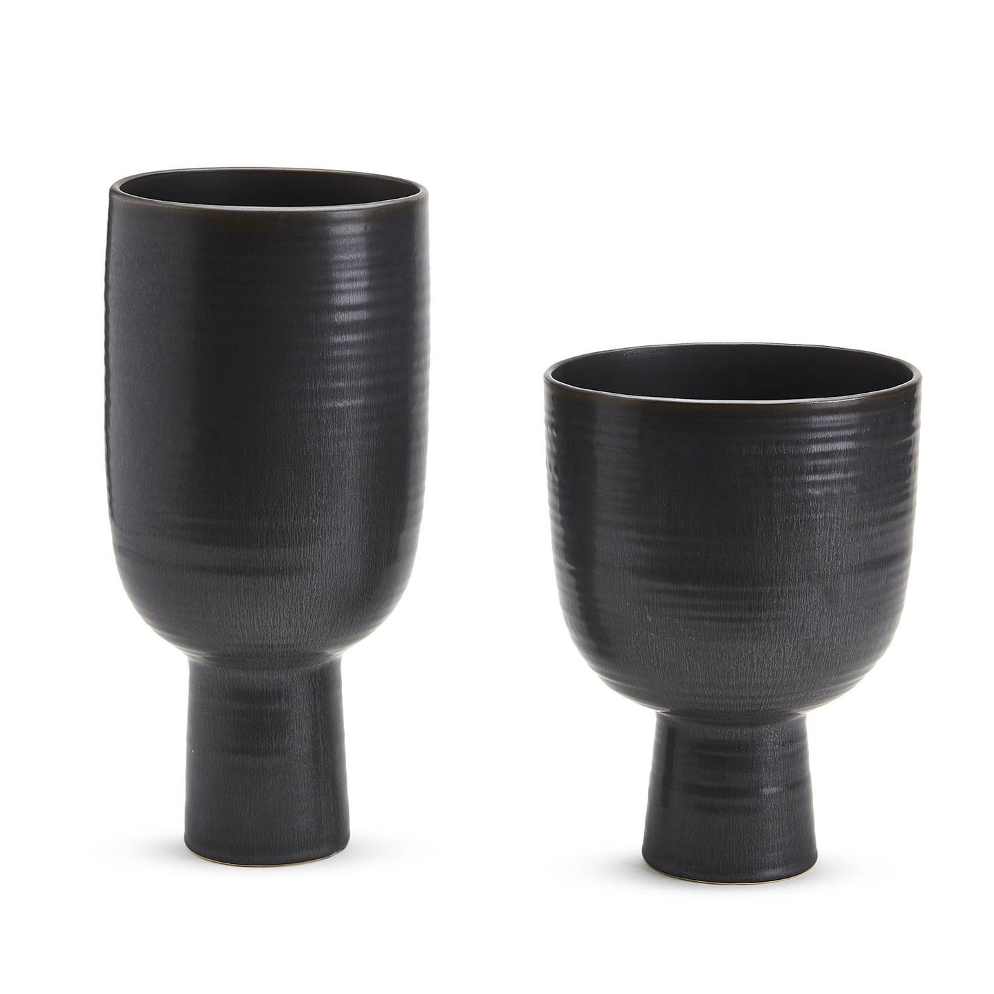 Two's Company Athenea S/2 Black Glazed Ware Elongated Cup w/ Mottled Surface