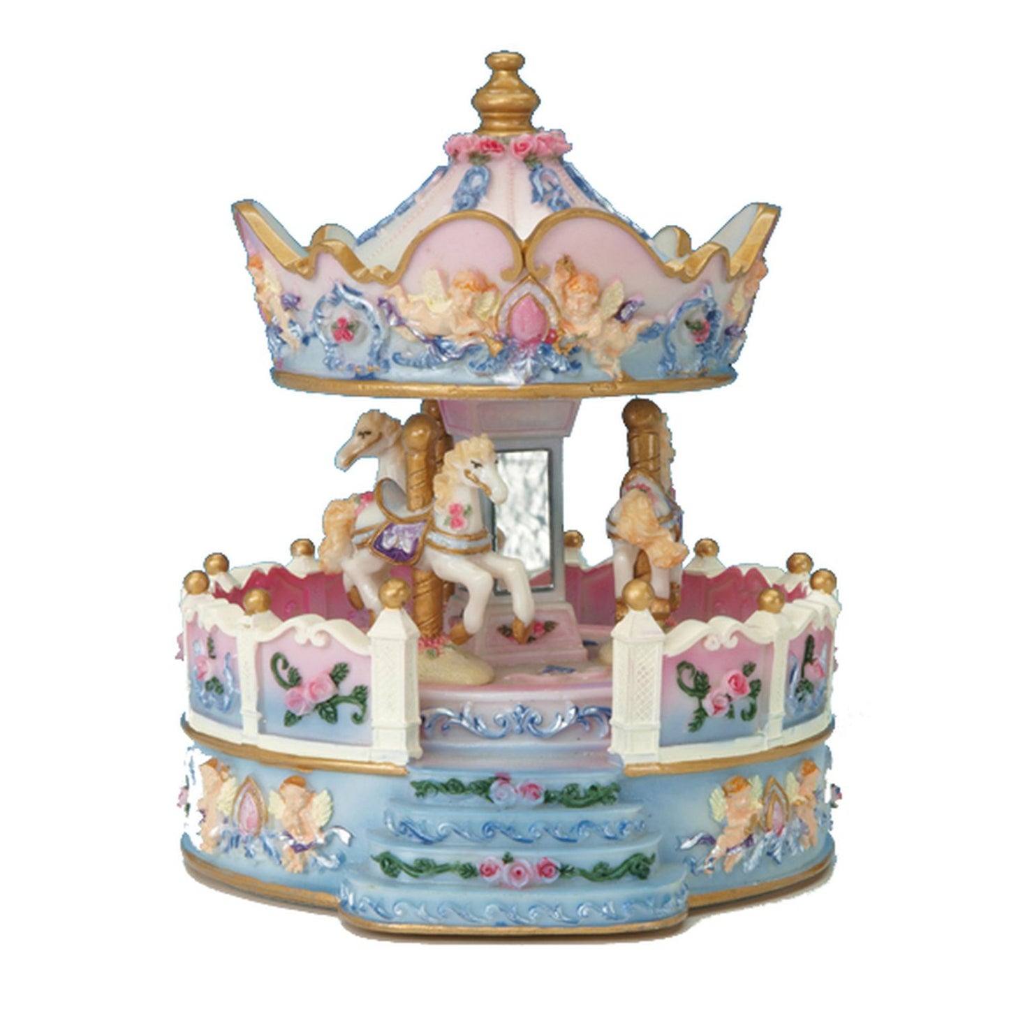 Musicbox Kingdom 6.3" Angel Carousel Turns To A Famous Melody