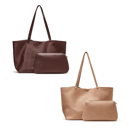 Around Town Textured Vegan Leather Generously Sized Tote Bag Assorted 2 Colors