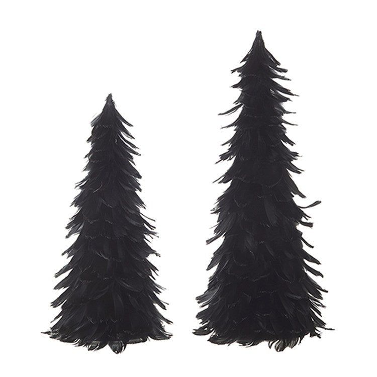 Raz Imports 2022 Carving Time 18" Black Feather Trees, Set of 2