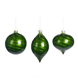 Goodwill Glass Swirl Ball/Finial Ornament 10Cm, Set Of 3, Assortment