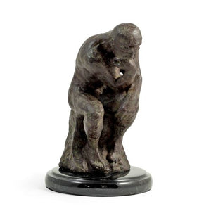 Thinker Sculpture With Cast Metal & Bronzed Finish On Marble